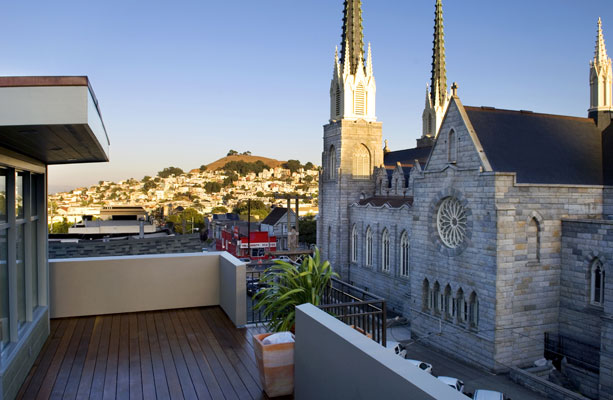 Stunning views of Noe Valley from the rooftop deck accessed from the master suite.